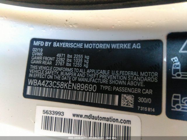 WBA4Z3C58KEN89690 BMW 4 Series 430i Xdrive
