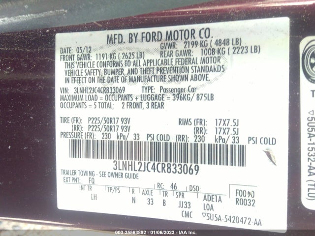 Lincoln MKZ 2012 3LNHL2JC4CR833069 Image 10