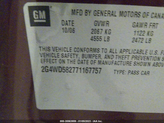 2007 BUICK LACROSSE CXL VIN: 2G4WD582771167757