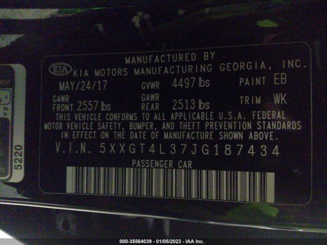 5XXGT4L37JG187434 KIA Optima S