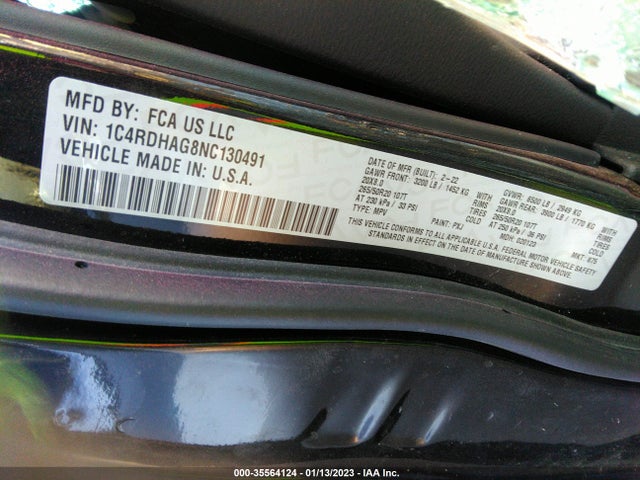 Dodge Durango Sxt 2022 1C4RDHAG8NC130491 Image 9