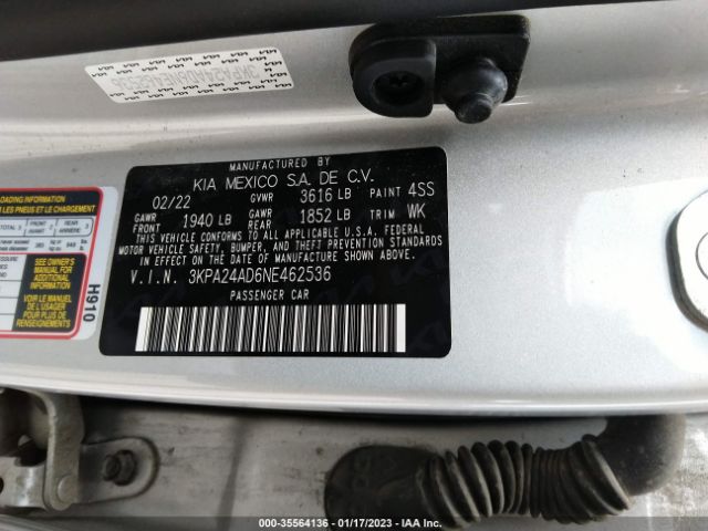 3KPA24AD6NE462536 KIA RIO LX