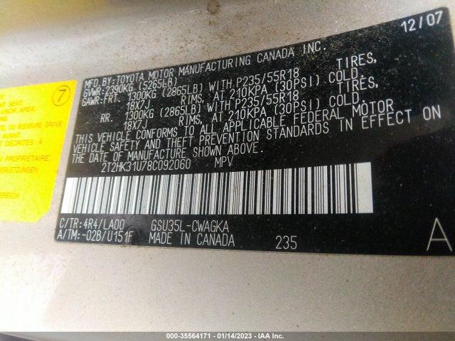 Lexus RX 350 2008 2T2HK31U78C092060 Image 11