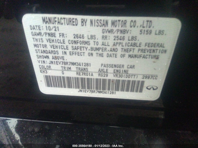 2022 Infiniti Q50, VIN: JN1EV7BR7NM341281