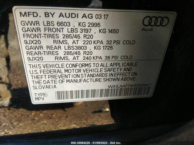 Audi Q7 2017 WA1LAAF74HD049401 Image 10