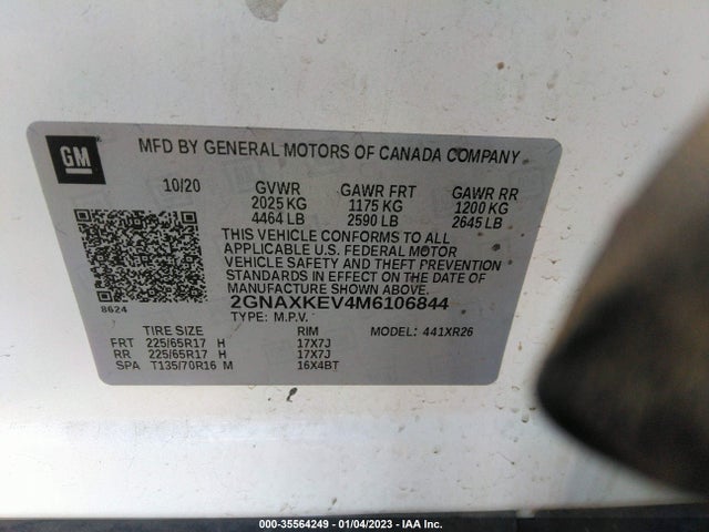 Chevrolet EQUINOX LT 2021 2GNAXKEV4M6106844 Image 9