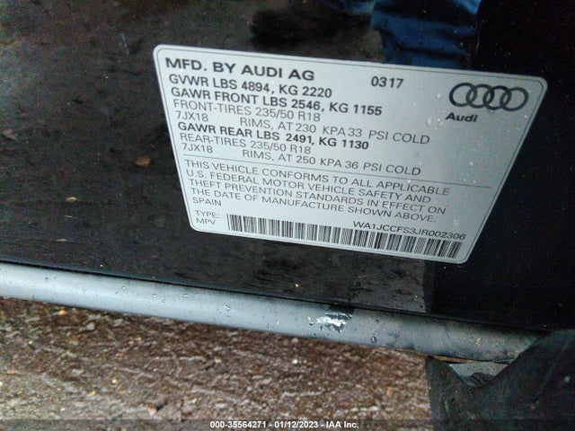 WA1JCCFS3JR002306 Audi Q3 Premium Plus