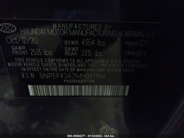 2021 Hyundai Sonata, VIN: 5NPEF4JA2MH081966