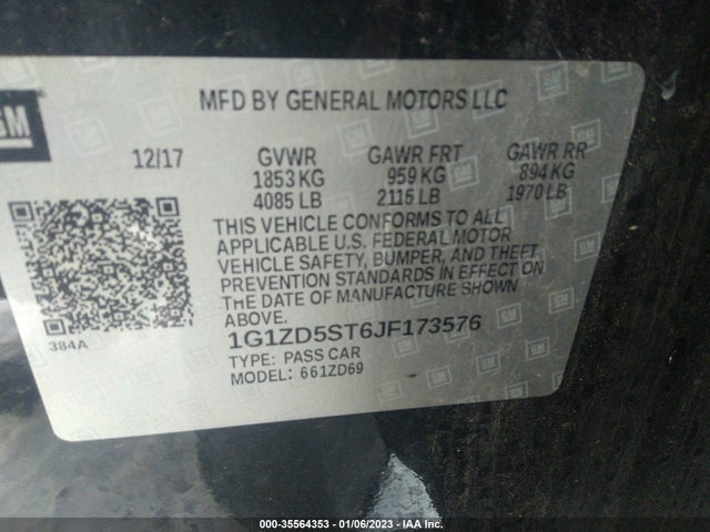 Chevrolet MALIBU LT 2018 1G1ZD5ST6JF173576 Image 9