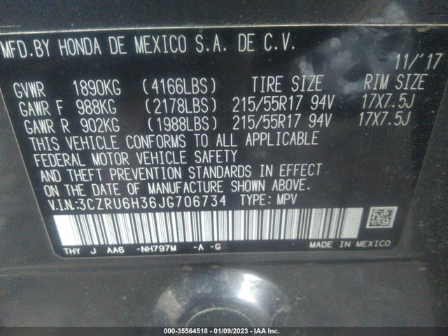 Honda HR-V LX 2018 3CZRU6H36JG706734 Image 10