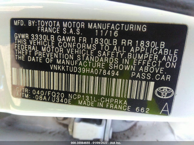 2017 Toyota Yaris, VIN: VNKKTUD39HA078494