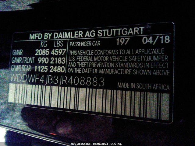 WDDWF4JB3JR408883 Mercedes-Benz C-class C 300