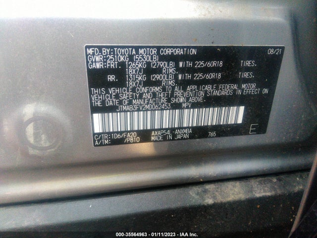 2021 Toyota RAV4, VIN: JTMAB3FV2MD062453
