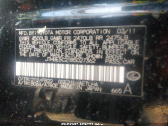 JTHBE5C21B5027362 Lexus IS 350