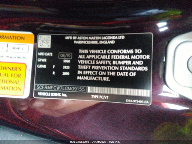 2020 Aston Martin DB11, VIN: SCFRMFCW7LGM09155