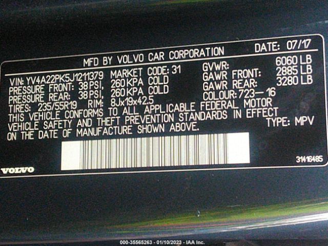 YV4A22PK5J1211379 Volvo Xc90 Momentum