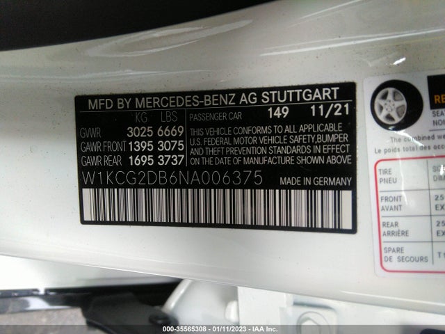 2022 Mercedes-Benz EQS, VIN: W1KCG2DB6NA006375