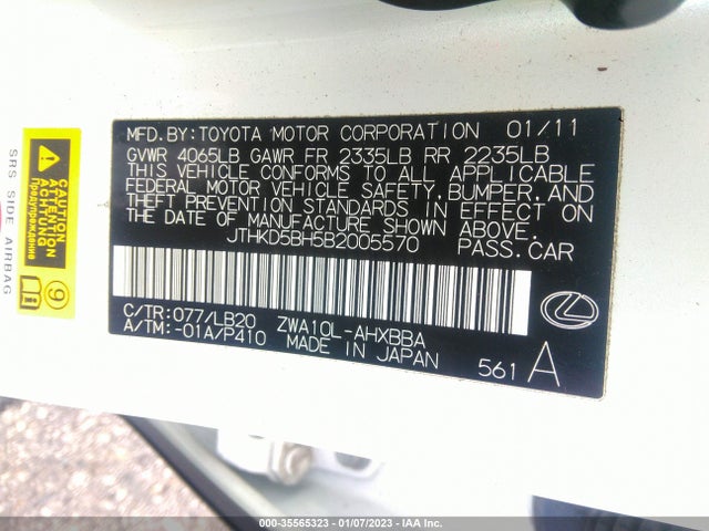 Lexus CT 200H 2011 JTHKD5BH5B2005570 Image 9
