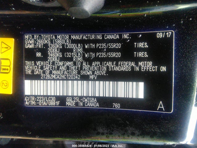 2T2BZMCA2HC120342 Lexus Rx Rx 350