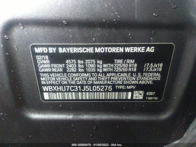 2018 BMW X1, VIN: WBXHU7C31J5L05276