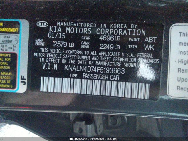 KNALN4D74F5193663 KIA Cadenza Limited