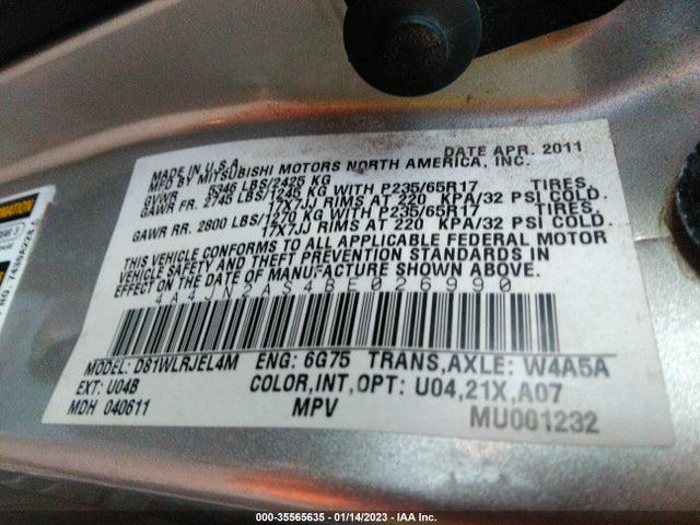 4A4JN2AS4BE026990 Mitsubishi Endeavor Ls