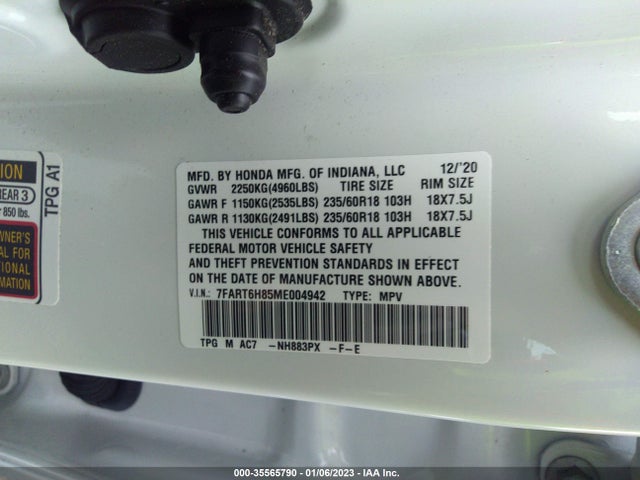 2021 Honda CR-V, VIN: 7FART6H85ME004942