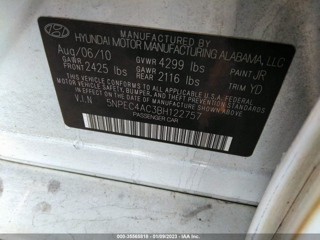 Hyundai Sonata Ltd Pzev 2011 5NPEC4AC3BH122757 Image 10