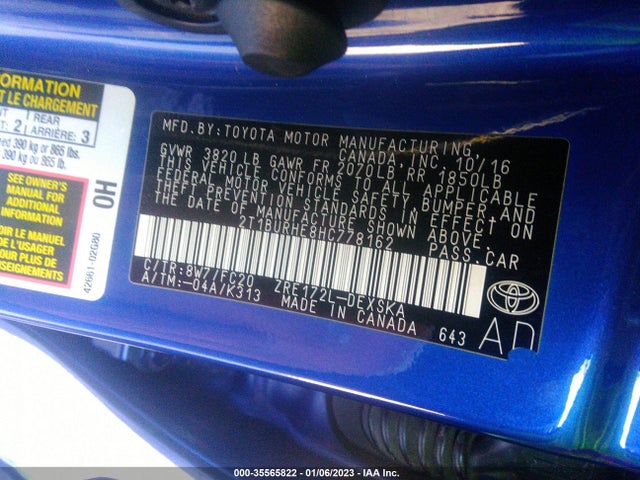 2017 Toyota Corolla, VIN: 2T1BURHE8HC778162