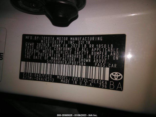 Toyota COROLLA SE 2018 5YFBURHE8JP807584 Image 9