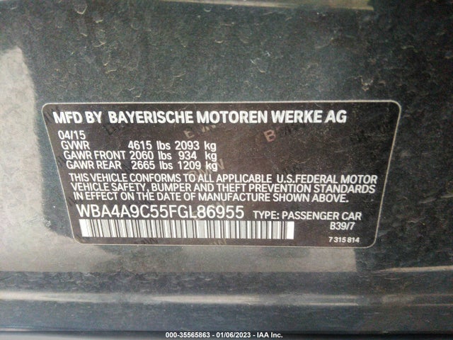 2015 BMW 4 Series, VIN: WBA4A9C55FGL86955