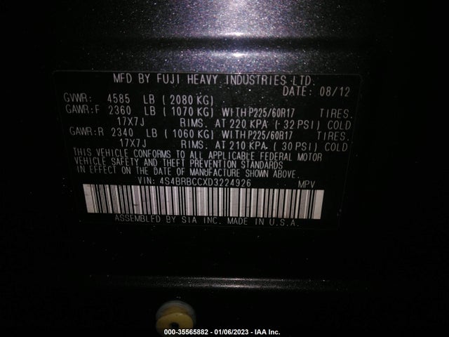 4S4BRBCCXD3224926 Subaru Outback 2.5i Premium