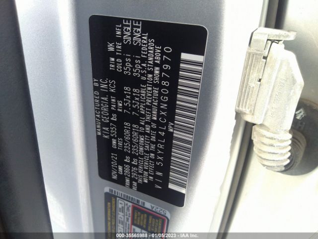 5XYRL4LCXNG087970 KIA SORENTO S