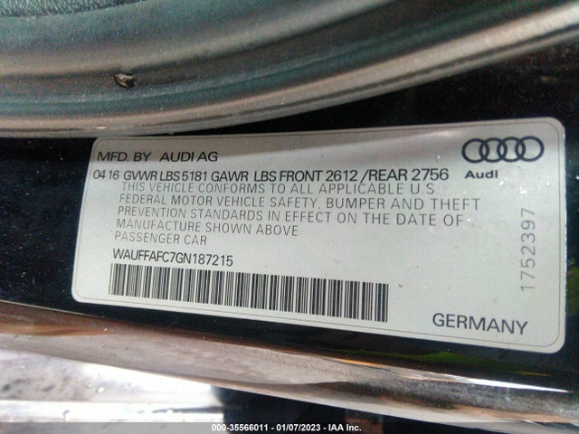 WAUFFAFC7GN187215 Audi A6 2.0t Premium