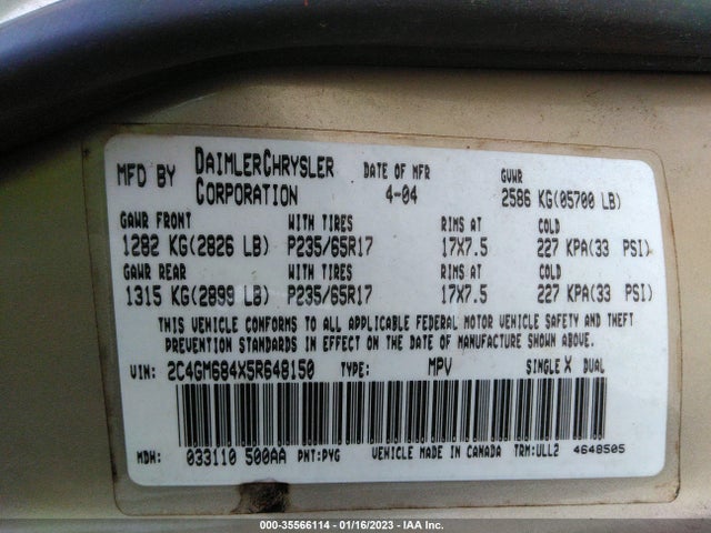 Chrysler Pacifica Touring 2005 2C4GM684X5R648150 Image 10