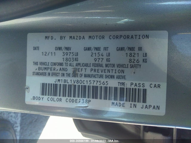 2012 MAZDA MAZDA3 I TOURING VIN: JM1BL1V80C1577565