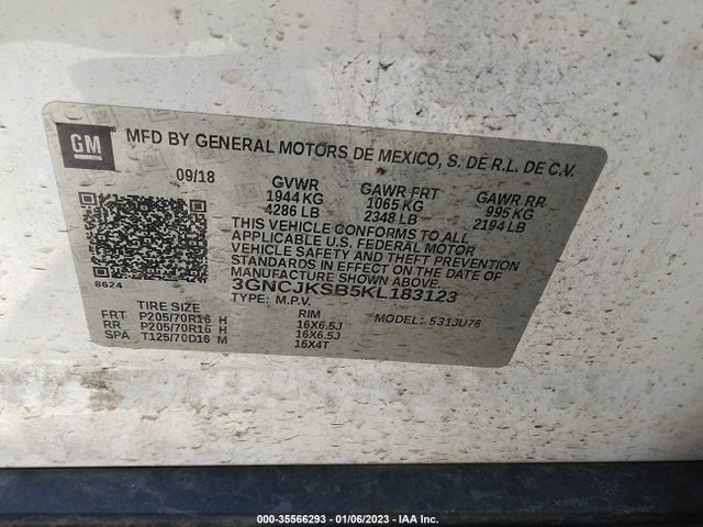 Chevrolet TRAX LS 2019 3GNCJKSB5KL183123 Image 10