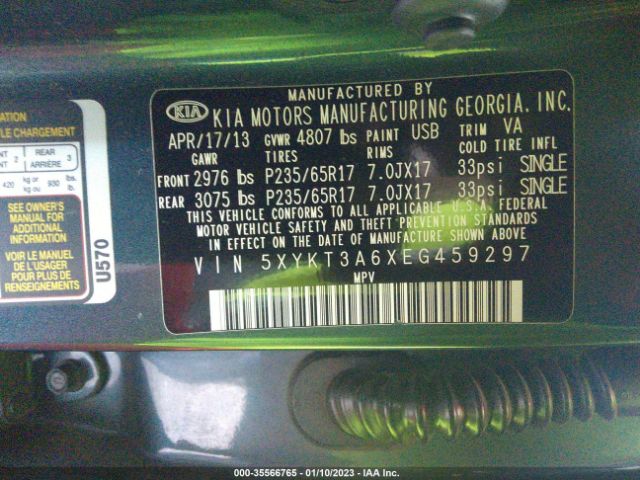 5XYKT3A6XEG459297 KIA SORENTO LX