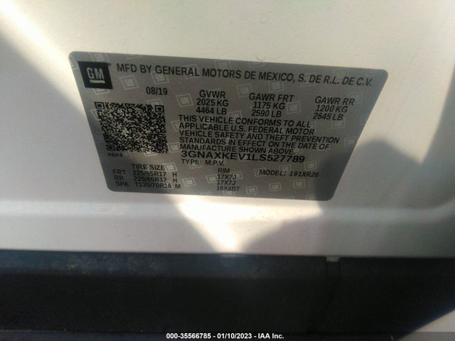 Chevrolet EQUINOX LT 2020 3GNAXKEV1LS527789 Image 10
