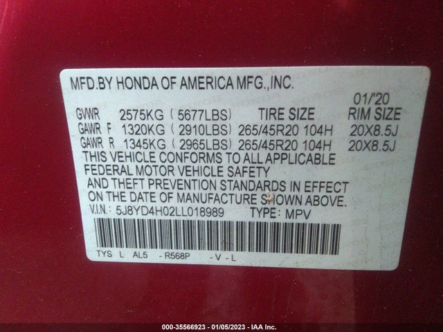 Acura Mdx W/technology/a-spec Pkg 2020 5J8YD4H02LL018989 Image 11