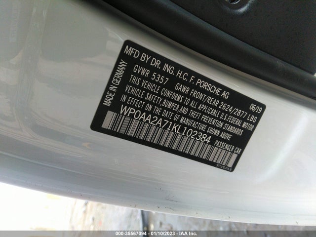 2019 Porsche Panamera, VIN: WP0AA2A71KL102384