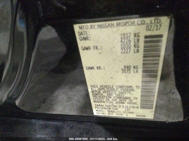 2017 NISSAN ALTIMA 2.5 SV VIN: 1N4AL3AP7HC210264