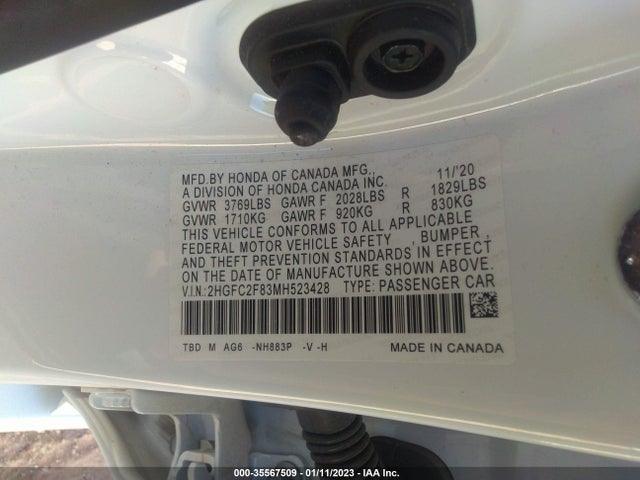 2021 Honda Civic, VIN: 2HGFC2F83MH523428