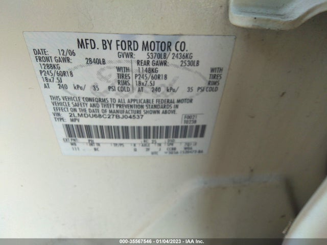 Lincoln MKX 2007 2LMDU68C27BJ04537 Image 10