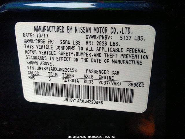 2018 INFINITI Q70 3.7 LUXE VIN: JN1BY1ARXJM220456