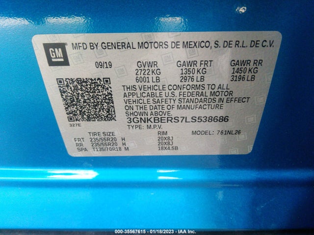 2020 Chevrolet Blazer, VIN: 3GNKBERS7LS538686
