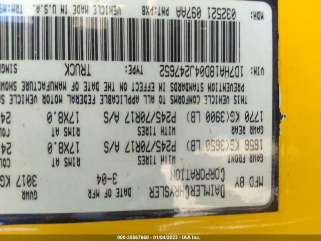 Dodge Ram 1500 Slt 2004 1D7HA18D04J247652 Image 11
