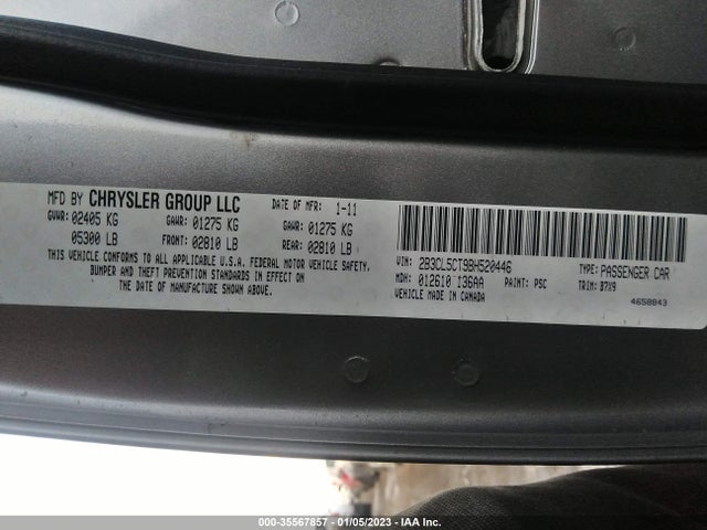 2011 DODGE CHARGER RT VIN: 2B3CL5CT9BH520446