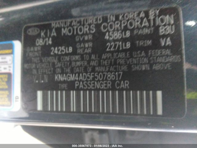 KNAGM4AD5F5078617 KIA OPTIMA HYBRID