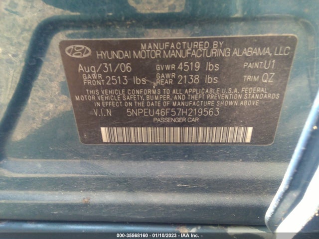2007 HYUNDAI SONATA SE/LIMITED VIN: 5NPEU46F57H219563